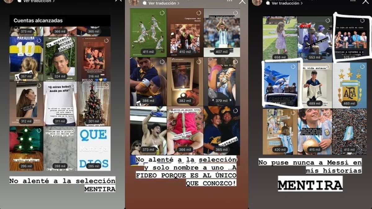 Dalma Maradona respondi&oacute; a los que la acusaron de no alentar a la Selecci&oacute;n Argentina durante el Mundial mostrando sus publicaciones de Instagram.&nbsp;