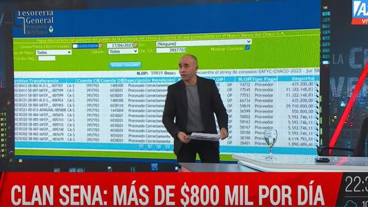 Denuncian que la familia Sena recibió transferencias de $800 mil por día
