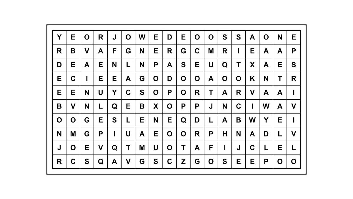 Encontrá la frase escondida en una sopa de letras con letras dispersas en una matriz