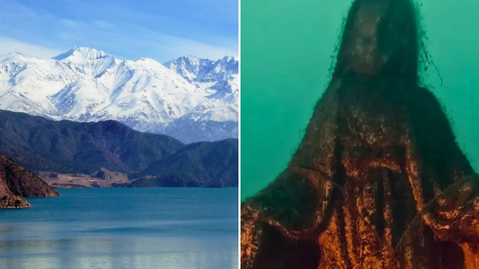 La misteriosa virgen que posa al fondo del Dique Potrerillos y que se cambia de lugar