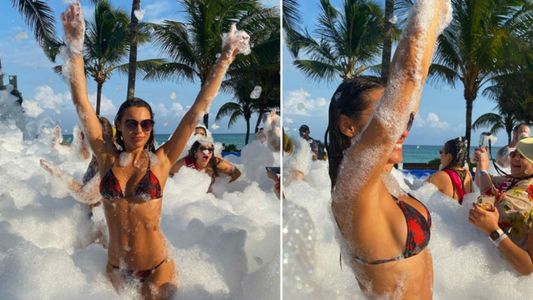 Pampita y Roberto García Moritán a puro beso y baile en la fiesta de la espuma