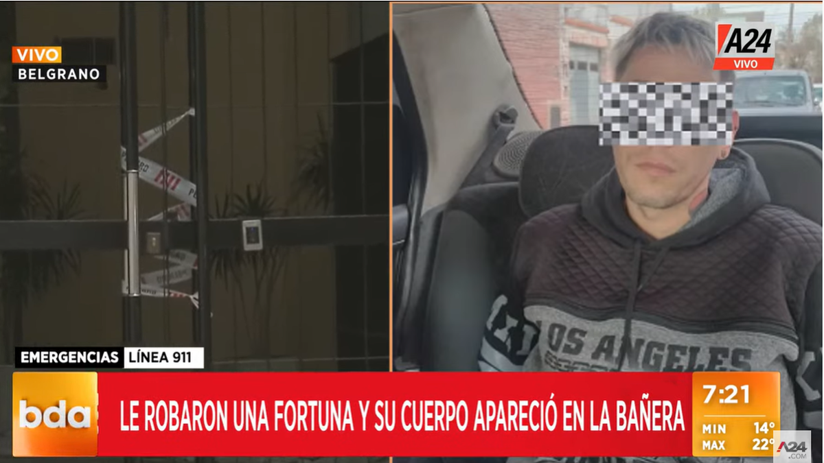 Belgrano: encontraron el cuerpo de una mujer asesinada en la bañera y con signos de tortura después de 34 días (Foto: captura de TV A24).