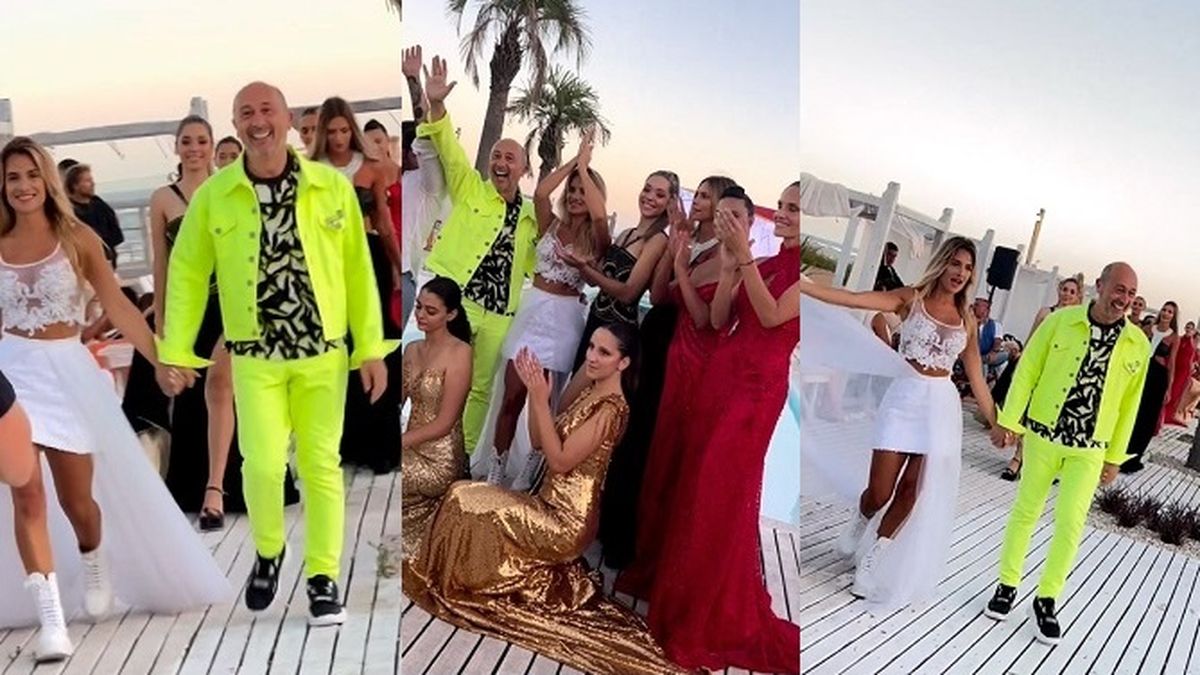 Camila Homs cerrando el desfile de La jaula de la moda (Ciudad Magazine), de la mano del dise&ntilde;ador Claudio Cosano.&nbsp;