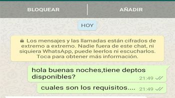 Preguntó por un alquiler vía WhatsApp y recibió una desconcertante respuesta que se volvió viral