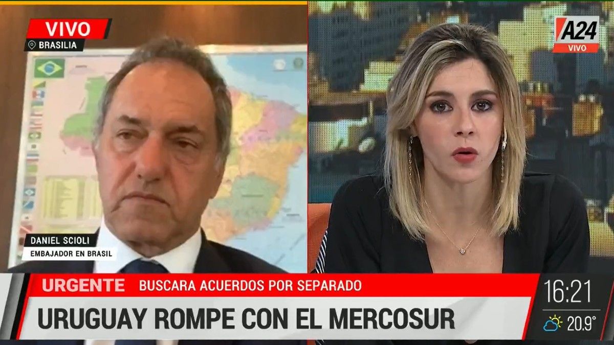 Daniel Scioli, sobre el Mercosur: Uruguay planteó su camino, veremos con quién lo hace Daniel Scioli, sobre el Mercosur: Uruguay planteó su camino, veremos con quién lo hace