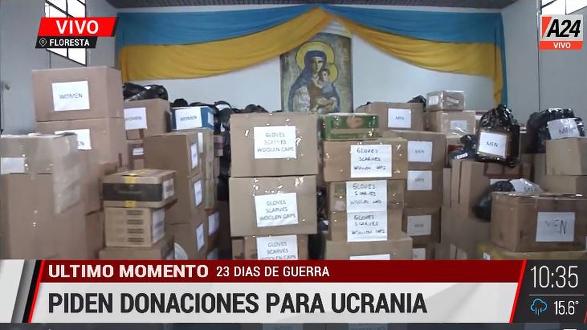 Piden donaciones para los refugiados ucranianos. (Captura de Tv)