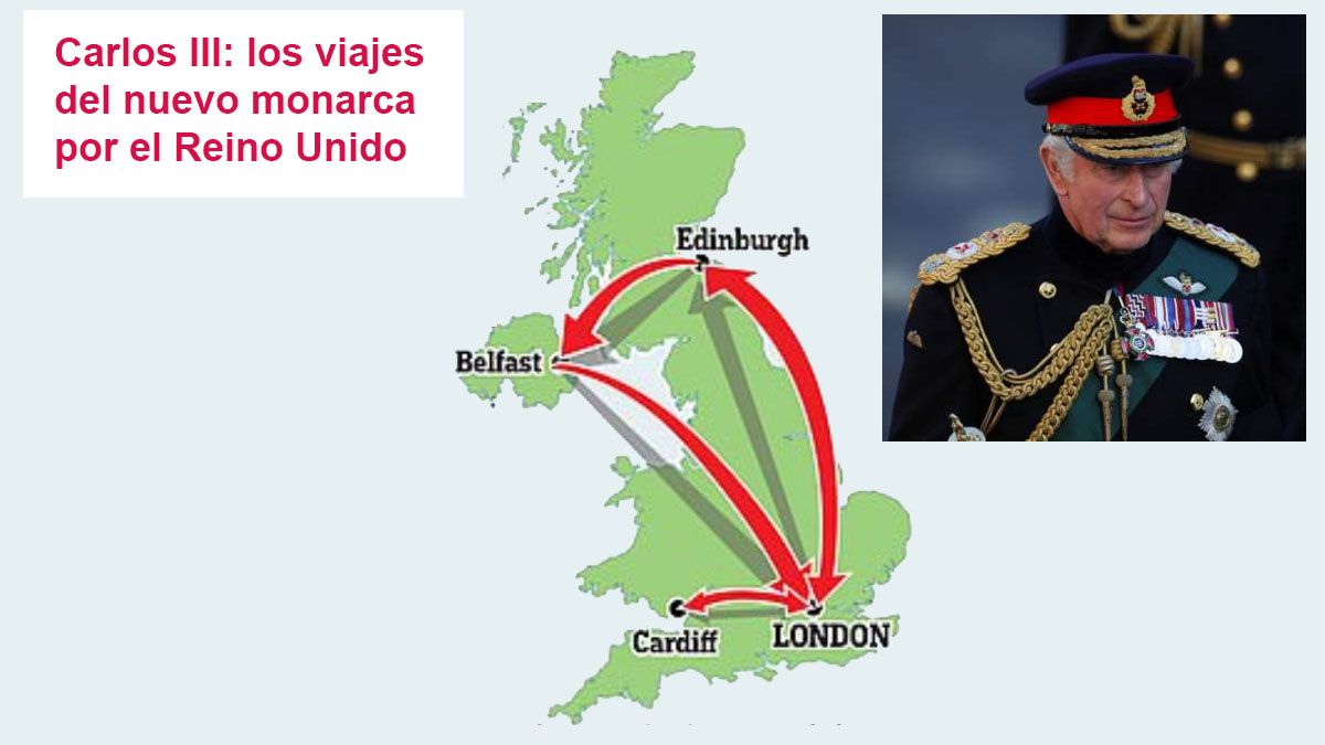 El rey Carlos III, de viaje por Irlanda del norte y Gales, antes de la llegada del cuerpo de la reina Isabel II a Londres (Foto: Archivo)