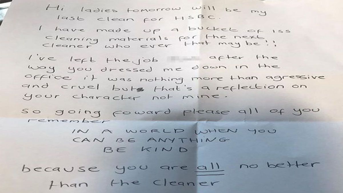 Una mujer renunció y le dejó una carta a su jefe criticando sus malos tratos.&nbsp;