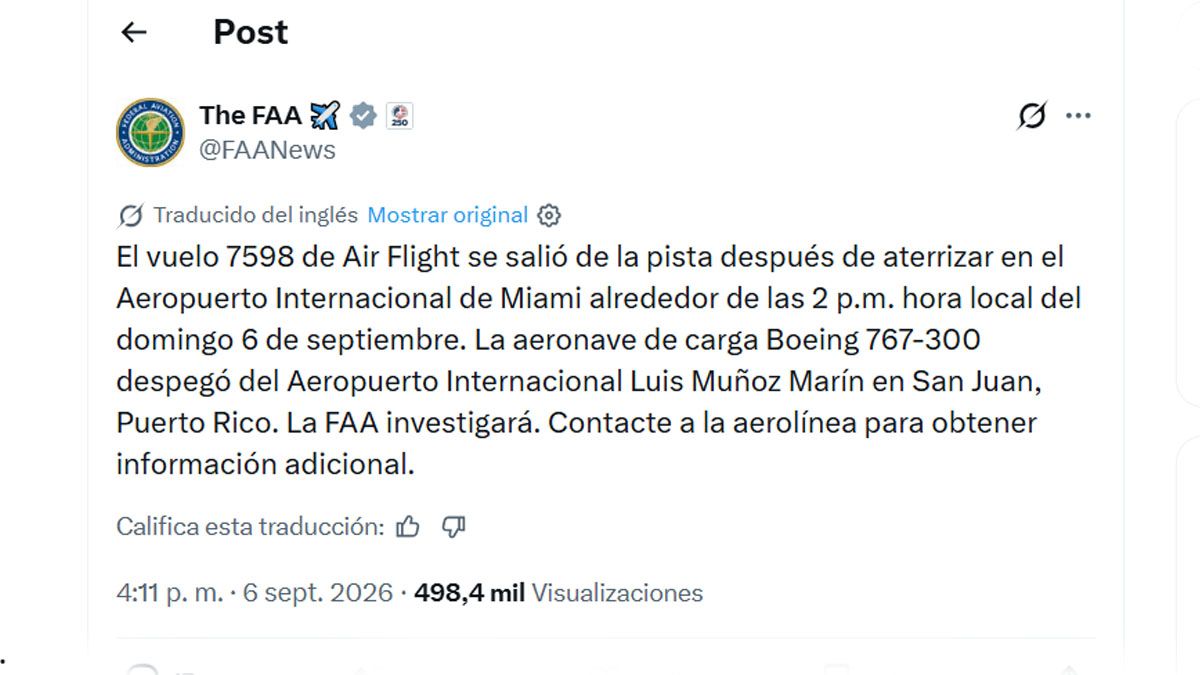 La información oficial del accidente de un avión de Amazon que causó la muerte de 5 personas. (Foto: X de FAA)