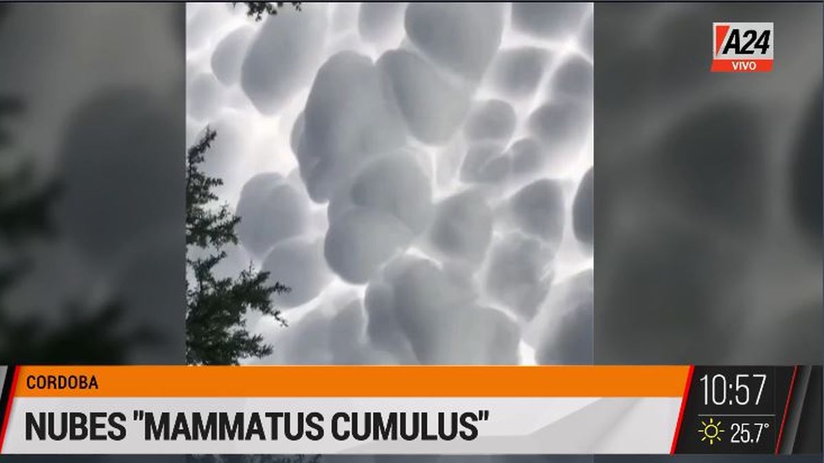 Córdoba: se vieron unas extrañas nubes en el cielo. (Captura de Tv)