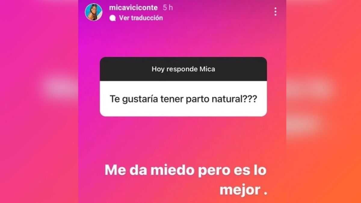 Mica Viciconte confesó su temor al parto El natural me da