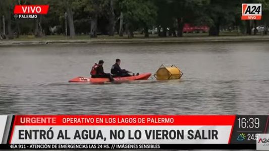 Policía y bomberos buscan a un hombre en los lagos de Palermo: se metió al agua y desapareció