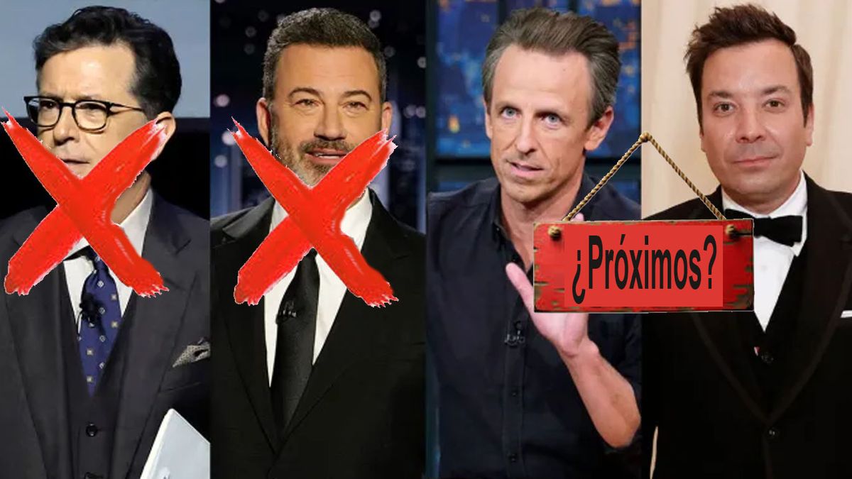 Trump celebr&oacute; que Kimmel y Colbert est&aacute;n fuera del aire. Tambi&eacute;n se&ntilde;al&oacute; a Jimmy Fallon y Seth Meyers, con programas similares. (Foto: A24.com)