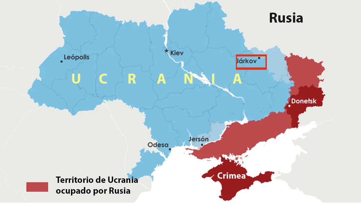Ucrania perdió a la península de Crimea en 2014 y a la región del Donetsk (17% del territorio total de Ucrania) en la guerra que comenzó en 2022. Putin no quiere devolver las zonas ocupadas. (Foto:A24.com)