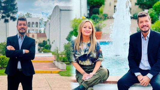 Marcelo Tinelli en los nuevos estudios de su productora y junto a Karina, La Princesita: Bienvenida a la Academia 2021