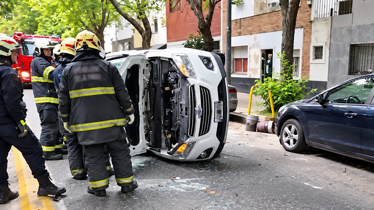 Violento choque y vuelco. (Foto: captura IA)