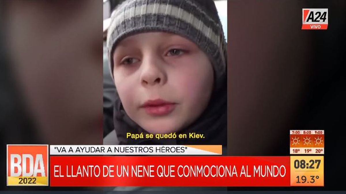 El video del nene ucraniano que emociona al mundo. (Captura de Tv)