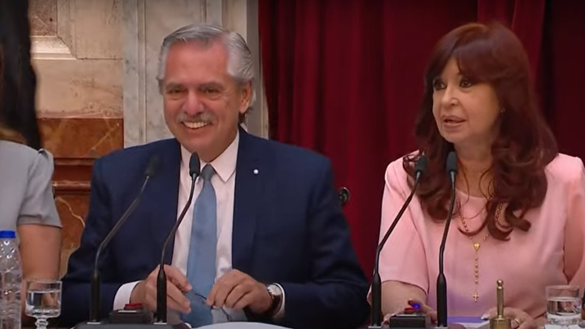 Alberto Fernández y Cristina Kirchner en el Congreso (Foto: Senado)