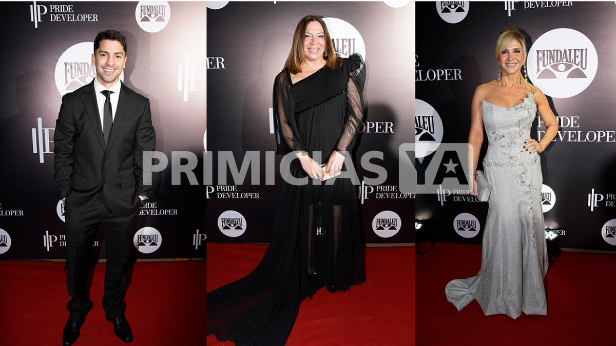 Gastón Edul, Lizy Tagliani, Débora Plager, en la gala de Fundaleu.