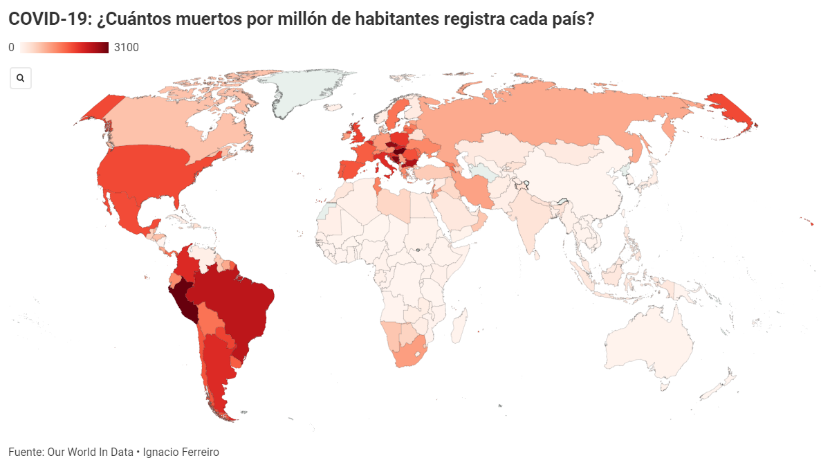 Argentina alcanzó las 100 mil muertes por COVID-19 y es el 11° país con más fallecimientos por millón de habitantes del mundo (Fuente: A24.com)