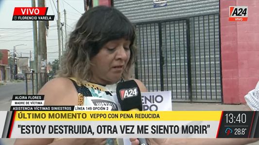 Habló con A24 la mamá de Cinthia Choque tras la rebaja de condena a Eugenio Veppo: Estoy destruida, otra vez me siento morir