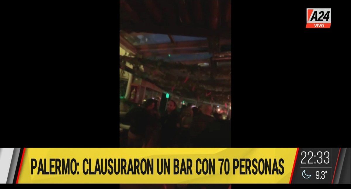 Clausuran un bar de Palermo con 70 personas que estaban sin barbijo ni distanciamiento.