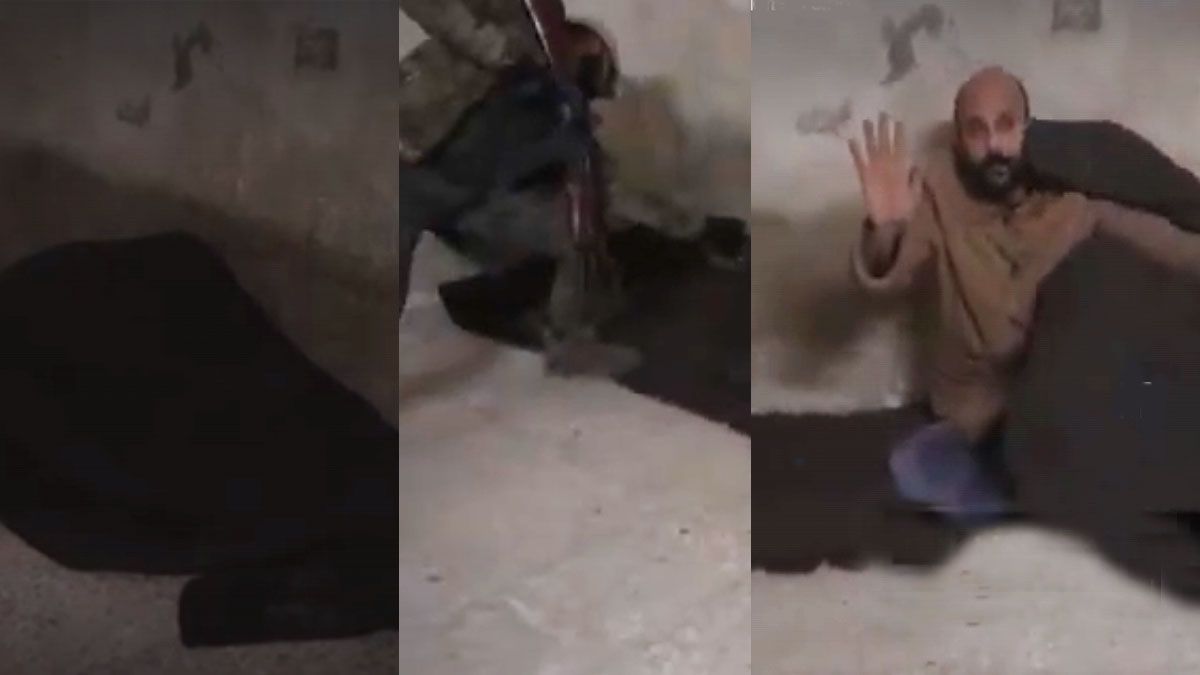 Parece solo una manta en el piso, pero allí se ocultaba un preso que estuvo tres meses encerrado en Saydnaya. ( Foto: Captura de TV)