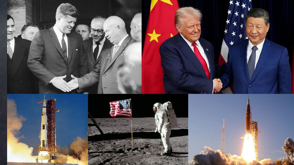 La disputa de EE.UU. con sus rivales mundiales, la Unión Soviética en la década del 60 y China en la actualidad, una ayuda inesperada para viajar a la Luna. (Foto: A24.com)