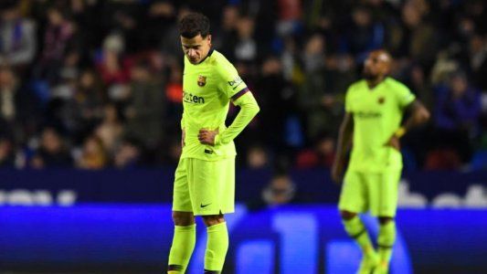 Sin Messi y con mayoría de suplentes, Barcelona perdió 2 a 1 ante Levante en la ida de los octavos de final