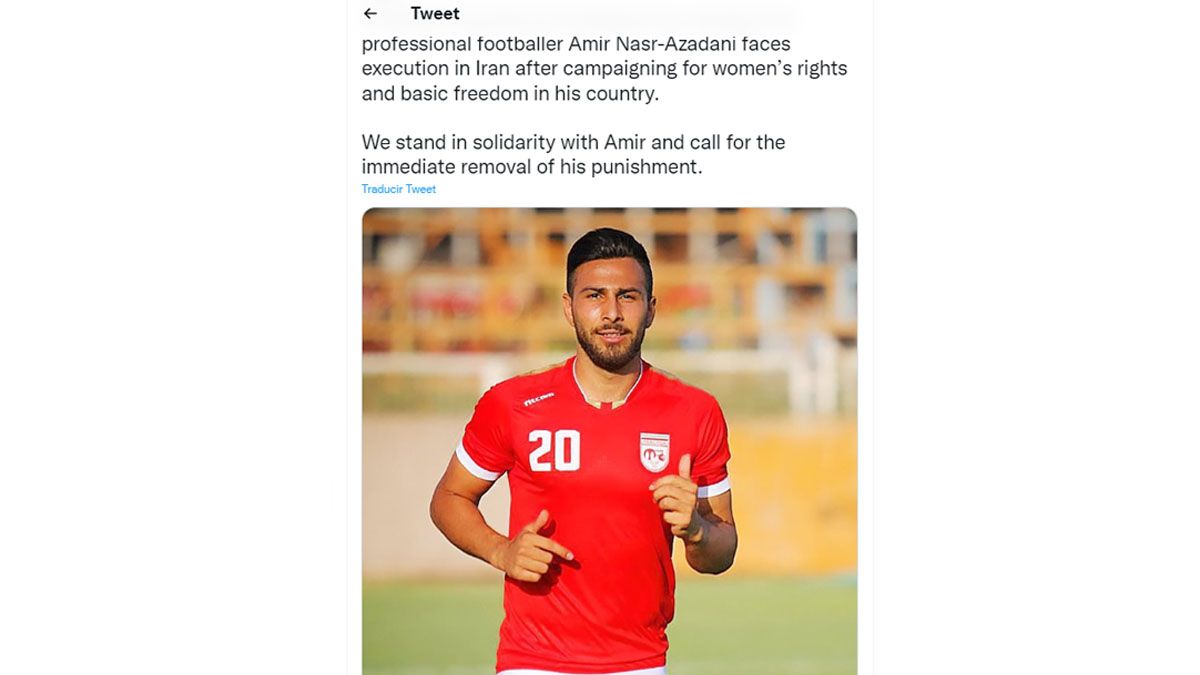 Irán condenó a pena de muerte al futbolista Amir Nasir-Azadni por apoyar las protestas a favor de la mujer