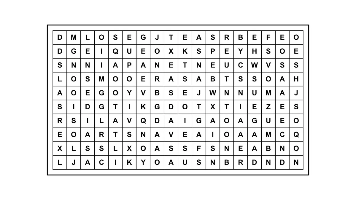 Encontrá la frase escondida en una sopa de letras de 10 filas por 18 columnas