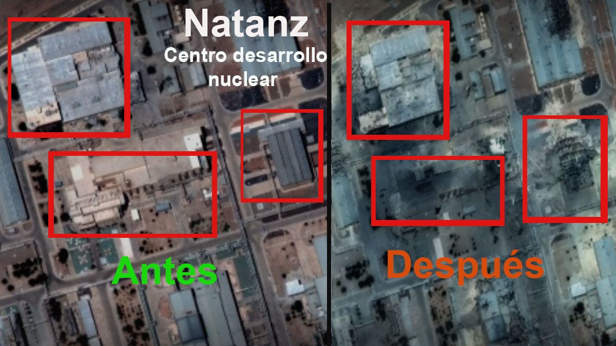 Los centros atacados por los misiles norteamericanos sobre Irán. (Foto: Captura de TV)  