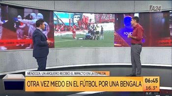 Mendoza: así una bengala agredió a un arquero de la Primera Nacional