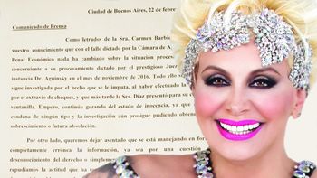 Contundente comunicado de los abogados de Carmen Barbieri