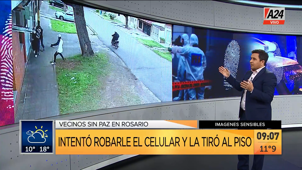 Rosario: dramático audio de un violento robo motochorro. (Captura de Tv)