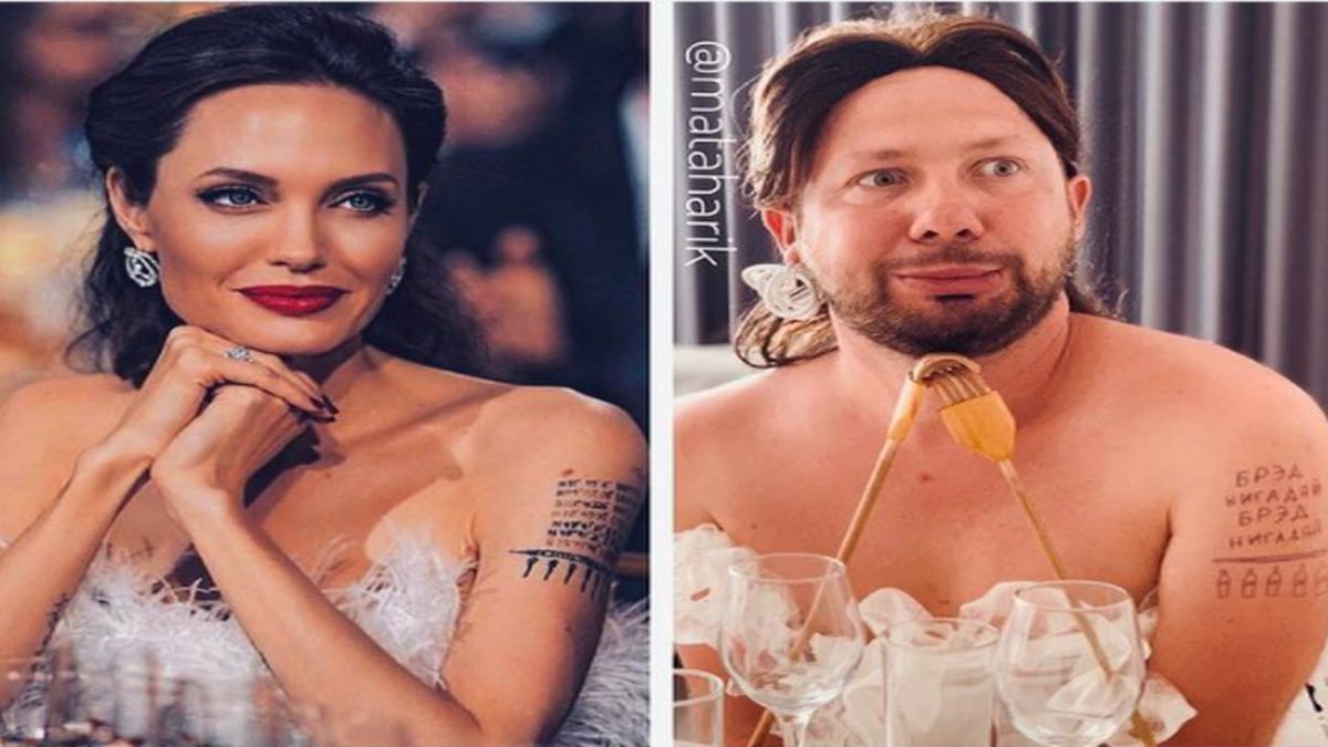 Yuri parodiando a Angelina Jolie.