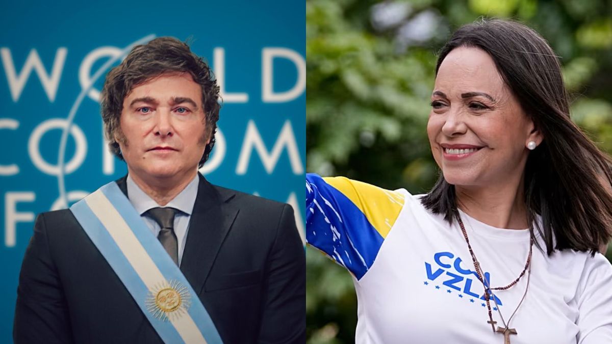 Javier Milei felicitó a Corina Machado por ganar el premio Nobel de la Paz. (Foto: A24.com)