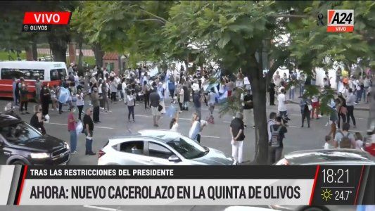 Protesta y cacerolazo frente a la Quinta de Olivos en rechazo a las restricciones
