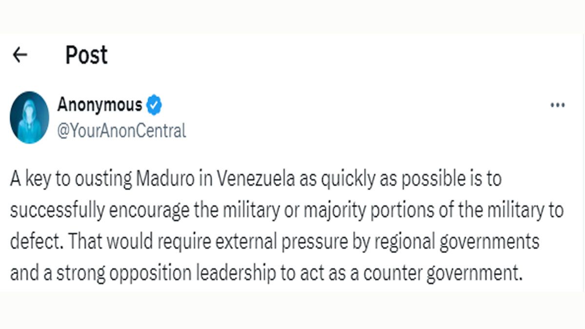 Con sus mensajes y sus acciones, Anonýmus busca forzar la salida del poder de Nicolás Maduro. (Foto: Cuenta de X de Anonymus)
