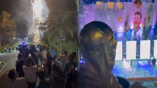 Fuegos artificiales y lluvia de papelitos: así recibieron los empleados de AFA a los Campeones del Mundo