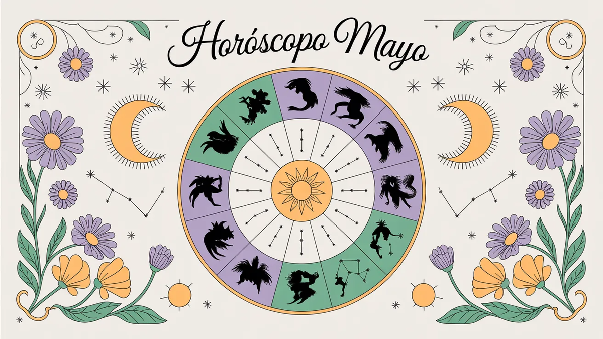 Rueda zodiacal marcando el inicio de la temporada de mayo y las influencias planetarias. Foto: Horóscopo.