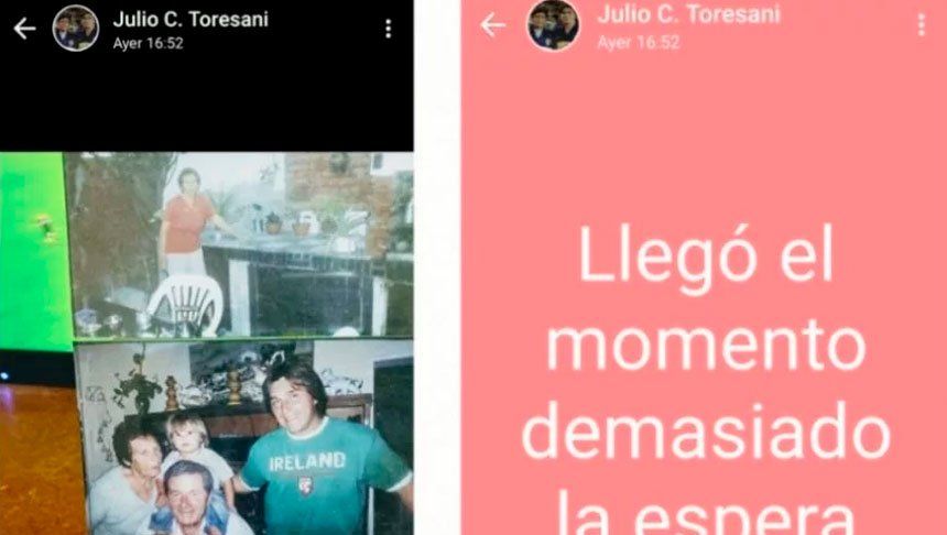 Los últimos mensajes de Toresani de Whatsapp que describían su estado de ánimo