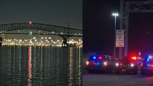 El momento en que colapsó un puente en Baltimore, EE.UU.: buscan a personas en el agua