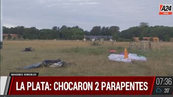 Así fue el choque fatal de dos parapentes en La Plata. (Captura de Tv) Así fue el choque fatal de dos parapentes en La Plata. (Captura de Tv)