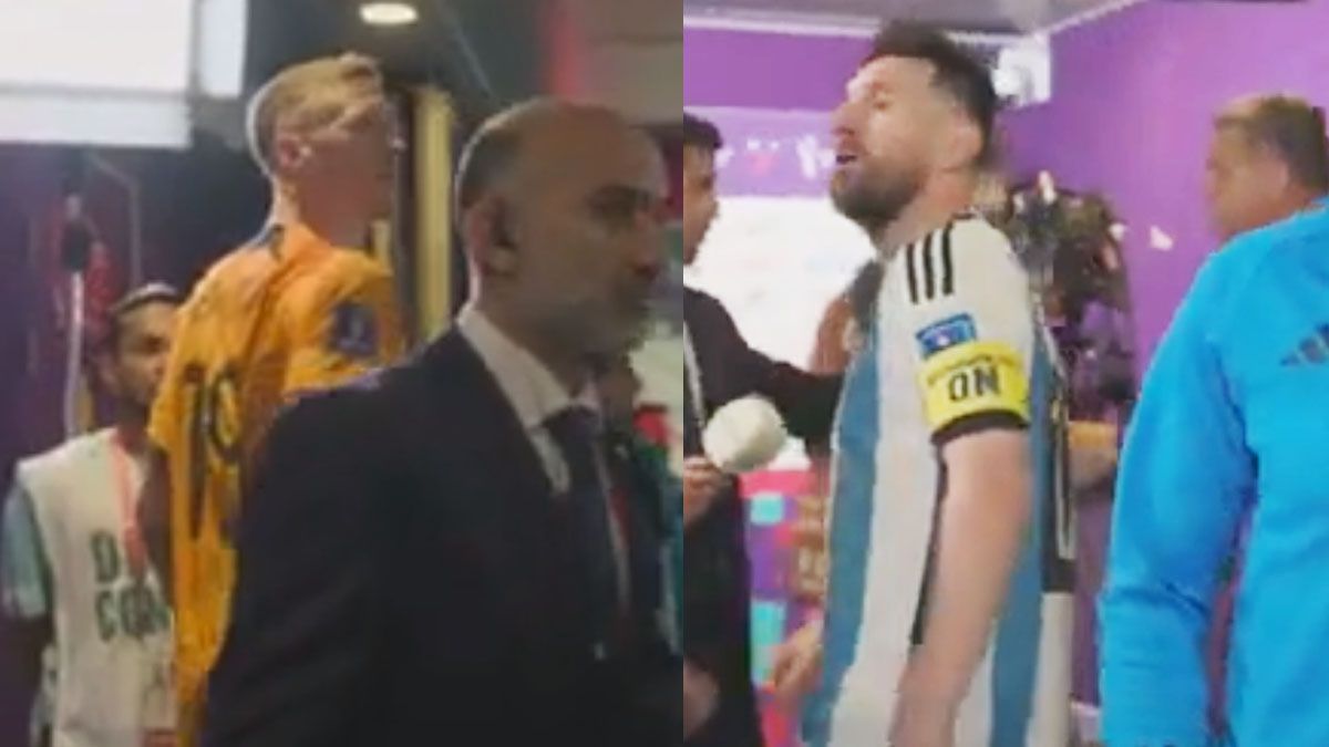 El fragmento de la FIFA en el que se ve parte inédita de la discusión entre Messi y Weghorst (Foto: FIFA y A24.com).