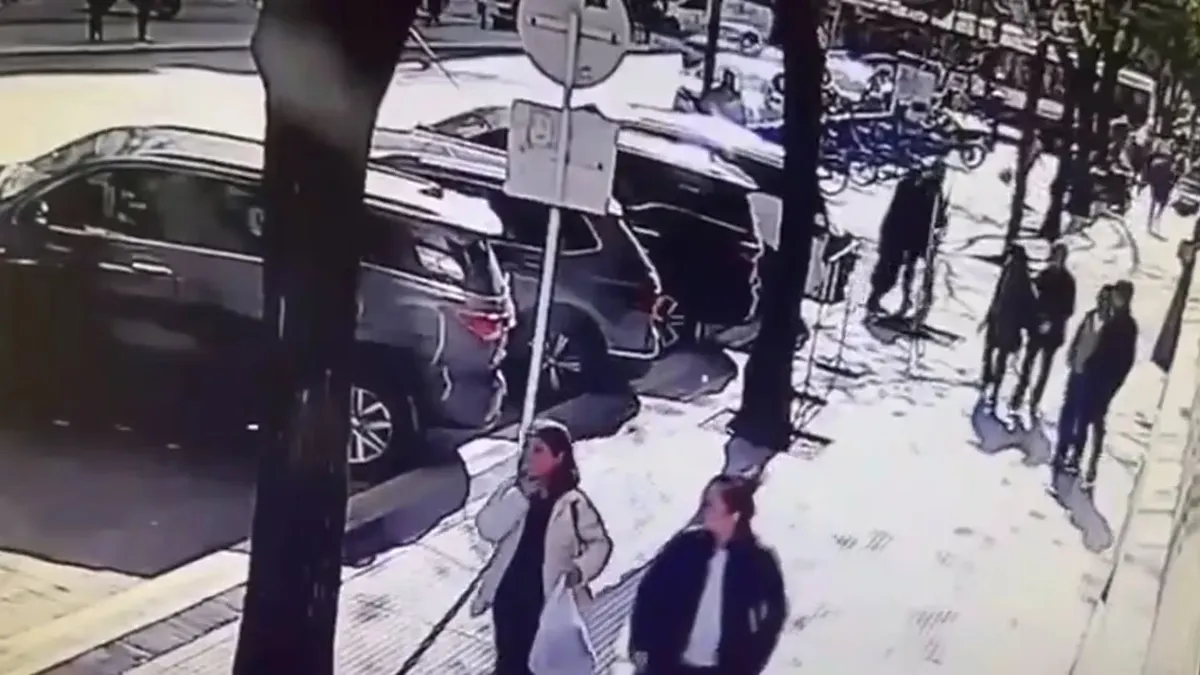 El momento del intento del robo a la camioneta de Horacio Rosatti. 