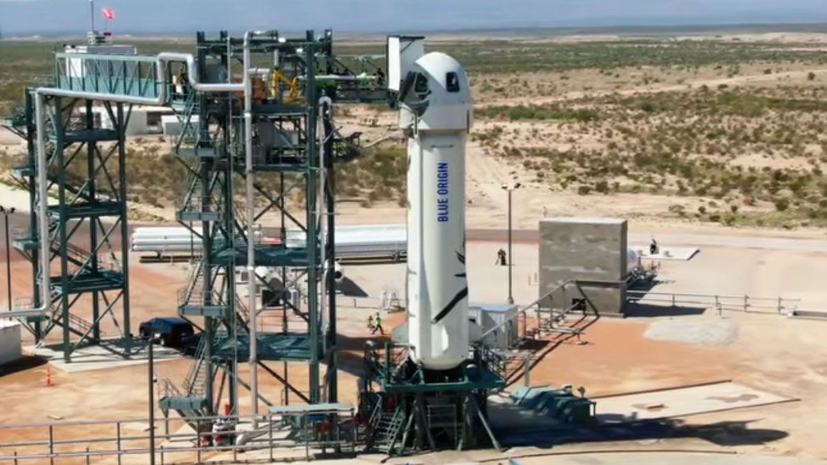 El cohete está listo para llevar al hombre más rico del planeta al espacio (Foto: Blue Origin)