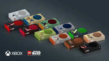 Las consolas están personalizadas con colores e ilustraciones de personajes de Star Wars.
