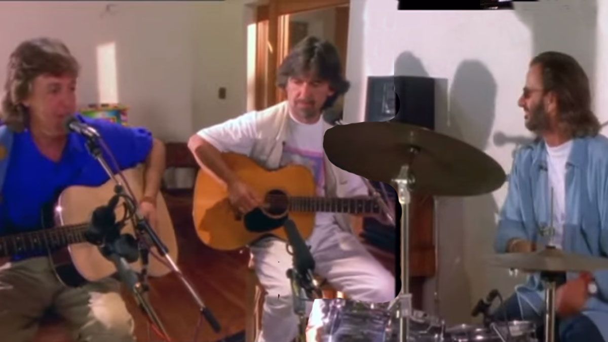 1995. El ensayo de los 3 Beatles que no dio sus frutos en ese momento y Paul tom&oacute; con la Inteligencia Artificial. (Foto: Gentileza BBC)