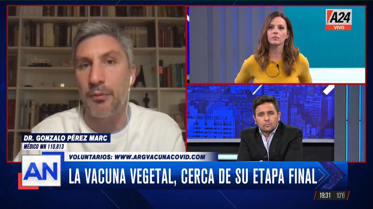 El médico investigador Gonzalo Pérez Marc está a cargo de los estudios que se realizan en Argentina sobre la vacuna de origen vegetal.